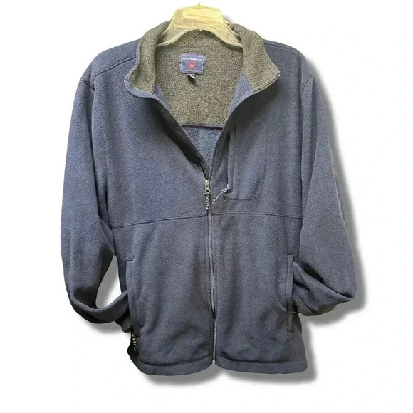 Saddlebred Men's Blue Fleece Jacket Size M Casual Fall - Picture 2 of 5